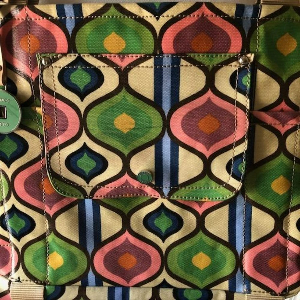 Franco Sarto Large Retro Pattern Coated Canvas Tote Bag - Picture 4 of 8
